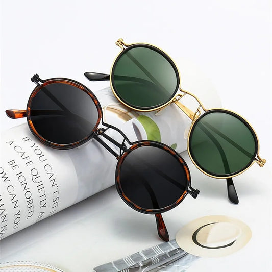 Retro Round Frame Men Women Sunglasses Metal Classic Gothic Steampunk Sun Glasses Vintage Business Style Shade Uv400 Goggles